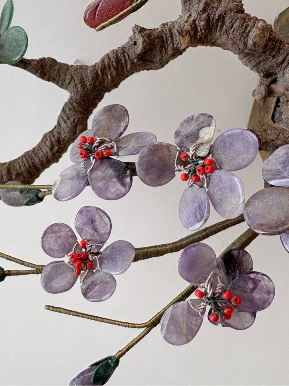 Vintage Jade Multi-Color Gemstone Flower Bonsai Sculpture - Home Art - Picture 3 of 11